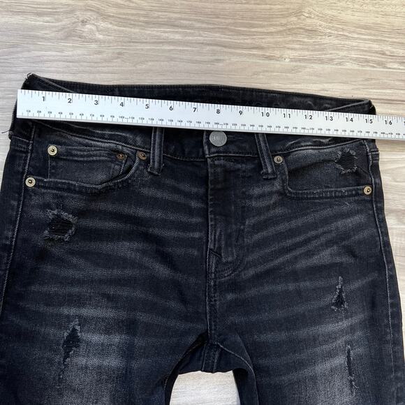American Eagle Men's Skinny Black Distressed Jeans Size W30 L30 - Picture 3 of 11